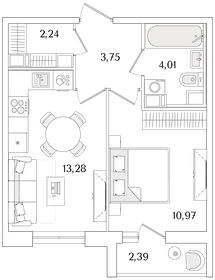 Квартира 35,5 м², 1-комнатная - изображение 1