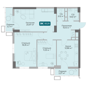 Квартира 83,3 м², 3-комнатная - изображение 1