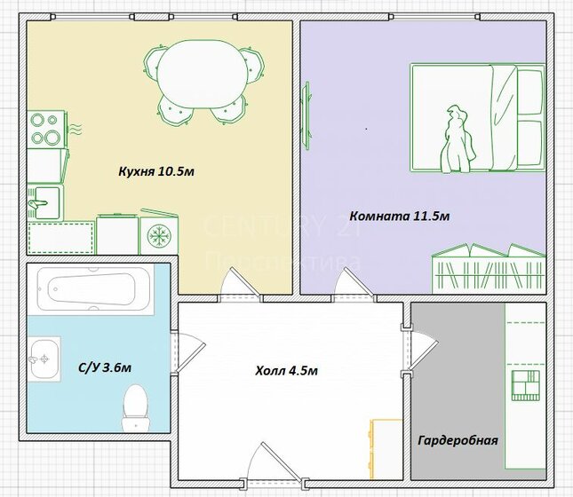 33,1 м², 1-комнатная квартира 7 350 000 ₽ - изображение 7