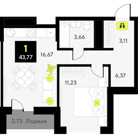 43 м², 1-комнатная квартира 6 620 000 ₽ - изображение 14