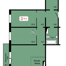 Квартира 76,2 м², 3-комнатная - изображение 2