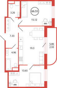 63,9 м², 2-комнатная квартира 12 071 430 ₽ - изображение 60