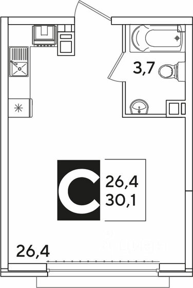 30,1 м², квартира-студия 4 019 000 ₽ - изображение 20