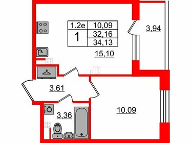 32,3 м², 1-комнатная квартира 6 050 212 ₽ - изображение 6