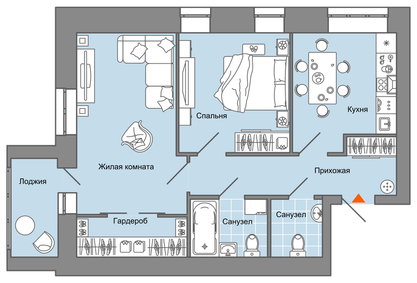 60 м², 2-комнатная квартира 5 749 100 ₽ - изображение 19