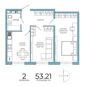 Квартира 53,2 м², 2-комнатная - изображение 1