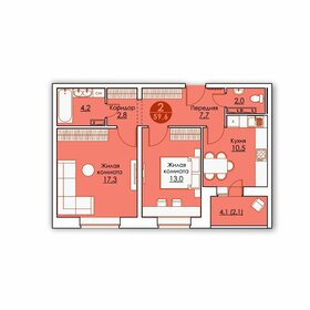 55,3 м², 2-комнатная квартира 6 200 000 ₽ - изображение 138