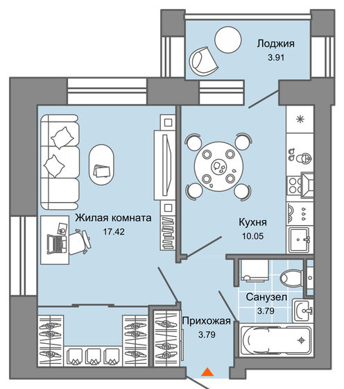 37 м², 1-комнатная квартира 5 587 000 ₽ - изображение 1