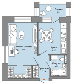 Квартира 37 м², 1-комнатная - изображение 1