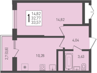 33,6 м², 1-комнатная квартира 4 531 950 ₽ - изображение 20