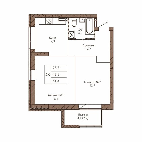 52,4 м², 2-комнатная квартира 8 384 000 ₽ - изображение 45
