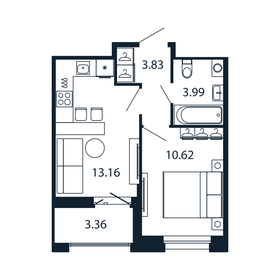 Квартира 33,3 м², 1-комнатная - изображение 1