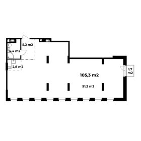 Квартира 105,3 м², 1-комнатные - изображение 1