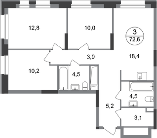 71,8 м², 3-комнатная квартира 18 500 000 ₽ - изображение 133