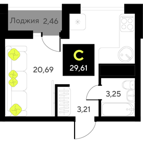 Квартира 29,6 м², студия - изображение 1