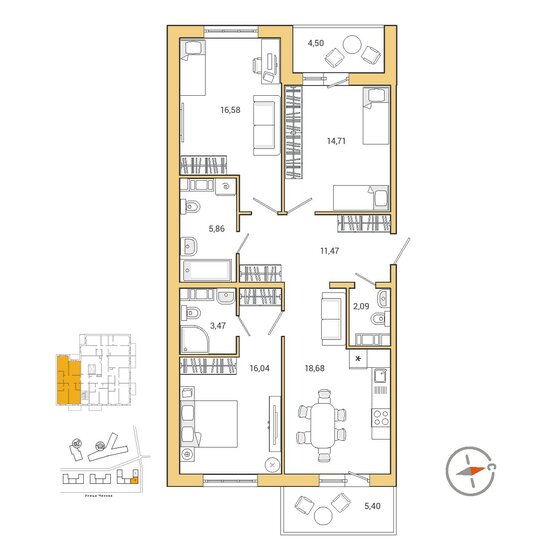 93 м², 3-комнатная квартира 13 612 272 ₽ - изображение 1