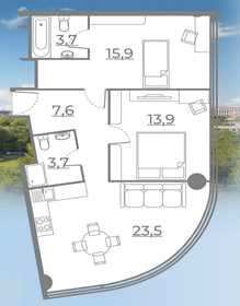 Квартира 68 м², 3-комнатные - изображение 1