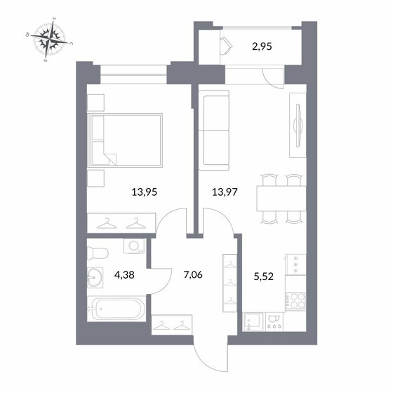 44,9 м², 2-комнатная квартира 9 400 000 ₽ - изображение 1