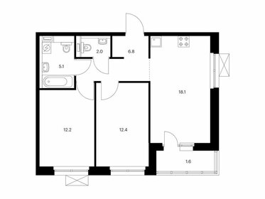 Квартира 58,2 м², 2-комнатная - изображение 1