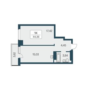 Квартира 44,4 м², 1-комнатная - изображение 1