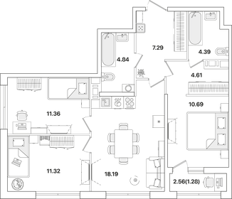 Квартира 74 м², 3-комнатная - изображение 1