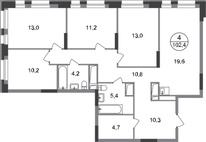 102,4 м², 4-комнатная квартира 19 900 780 ₽ - изображение 13