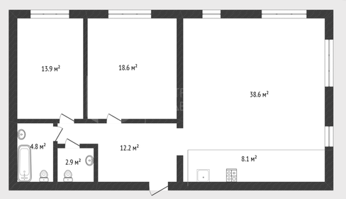 Квартира 99 м², 2-комнатная - изображение 1