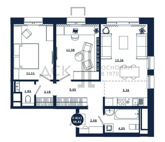 Квартира 59,2 м², 2-комнатная - изображение 1