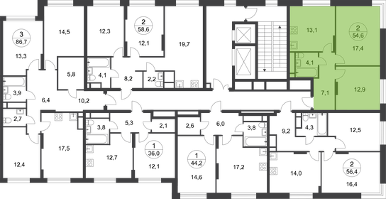 55 м², 2-комнатная квартира 14 200 000 ₽ - изображение 82