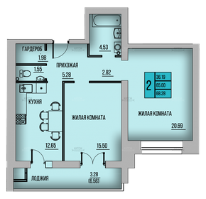 Квартира 68,3 м², 2-комнатная - изображение 2