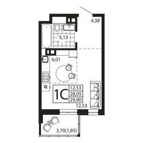 Квартира 29,2 м², студия - изображение 1