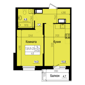 Квартира 43 м², 1-комнатная - изображение 1