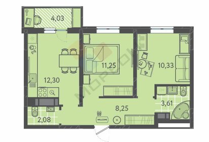 Квартира 49,3 м², 2-комнатная - изображение 1