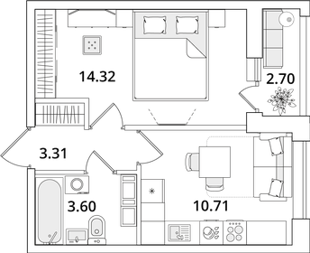 31,9 м², 1-комнатная квартира 9 181 913 ₽ - изображение 20