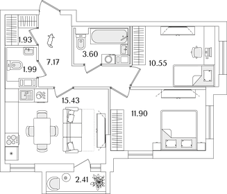 54,8 м², 2-комнатная квартира 13 353 289 ₽ - изображение 36