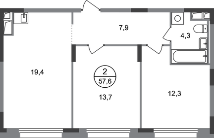 57,6 м², 2-комнатная квартира 13 452 376 ₽ - изображение 16