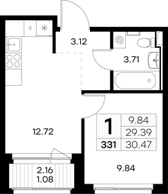 Квартира 30,5 м², 1-комнатная - изображение 1