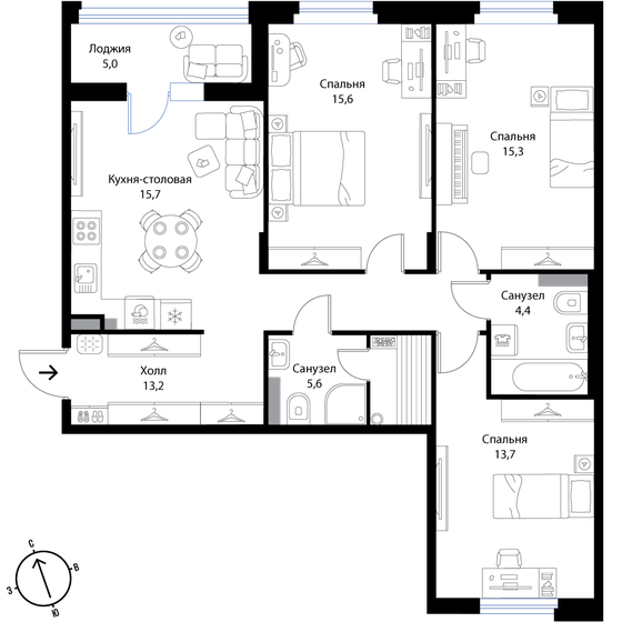 86 м², 4-комнатная квартира 15 088 762 ₽ - изображение 1