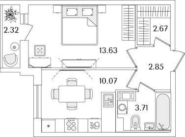 34,6 м², 1-комнатная квартира 8 592 278 ₽ - изображение 38