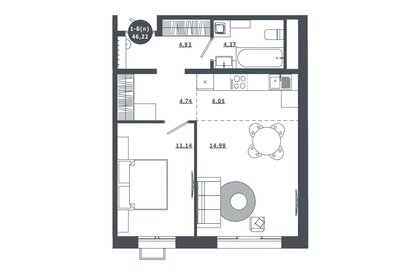 46 м², 1-комнатная квартира 5 900 000 ₽ - изображение 75