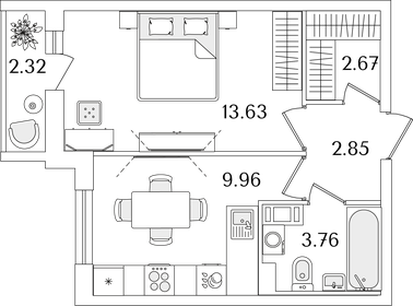 34,2 м², 1-комнатная квартира 8 748 829 ₽ - изображение 16