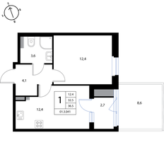 Квартира 36,5 м², 1-комнатная - изображение 2