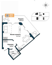 Квартира 59,9 м², 1-комнатные - изображение 1