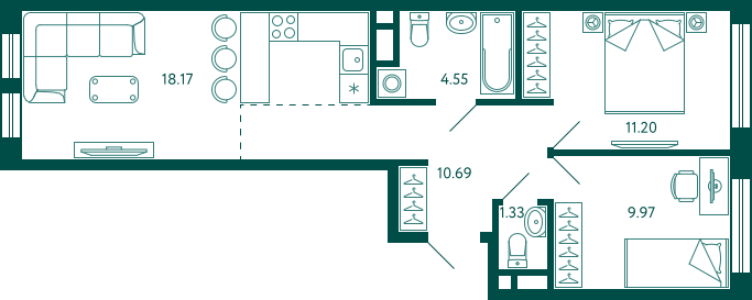 59,8 м², 3-комнатная квартира 8 200 000 ₽ - изображение 118