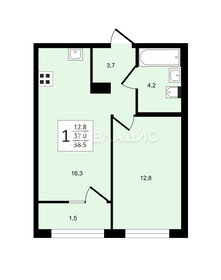 29 м², 1-комнатная квартира 3 600 000 ₽ - изображение 35