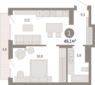 42 м², 1-комнатная квартира 4 750 000 ₽ - изображение 61