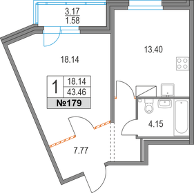 43,8 м², 1-комнатная квартира 10 990 000 ₽ - изображение 9