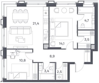 69,3 м², 2-комнатная квартира 31 334 618 ₽ - изображение 8