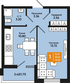 Квартира 35,4 м², 1-комнатная - изображение 1