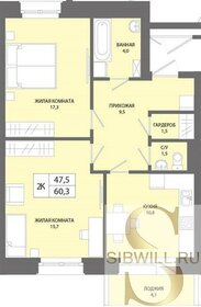 Квартира 64,9 м², 2-комнатная - изображение 1
